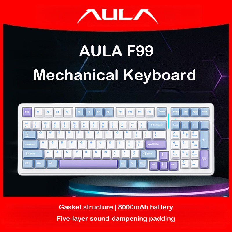 Gaming Keyboard Nearby - Teclado Mecânico AULA F99, Modo Triplo