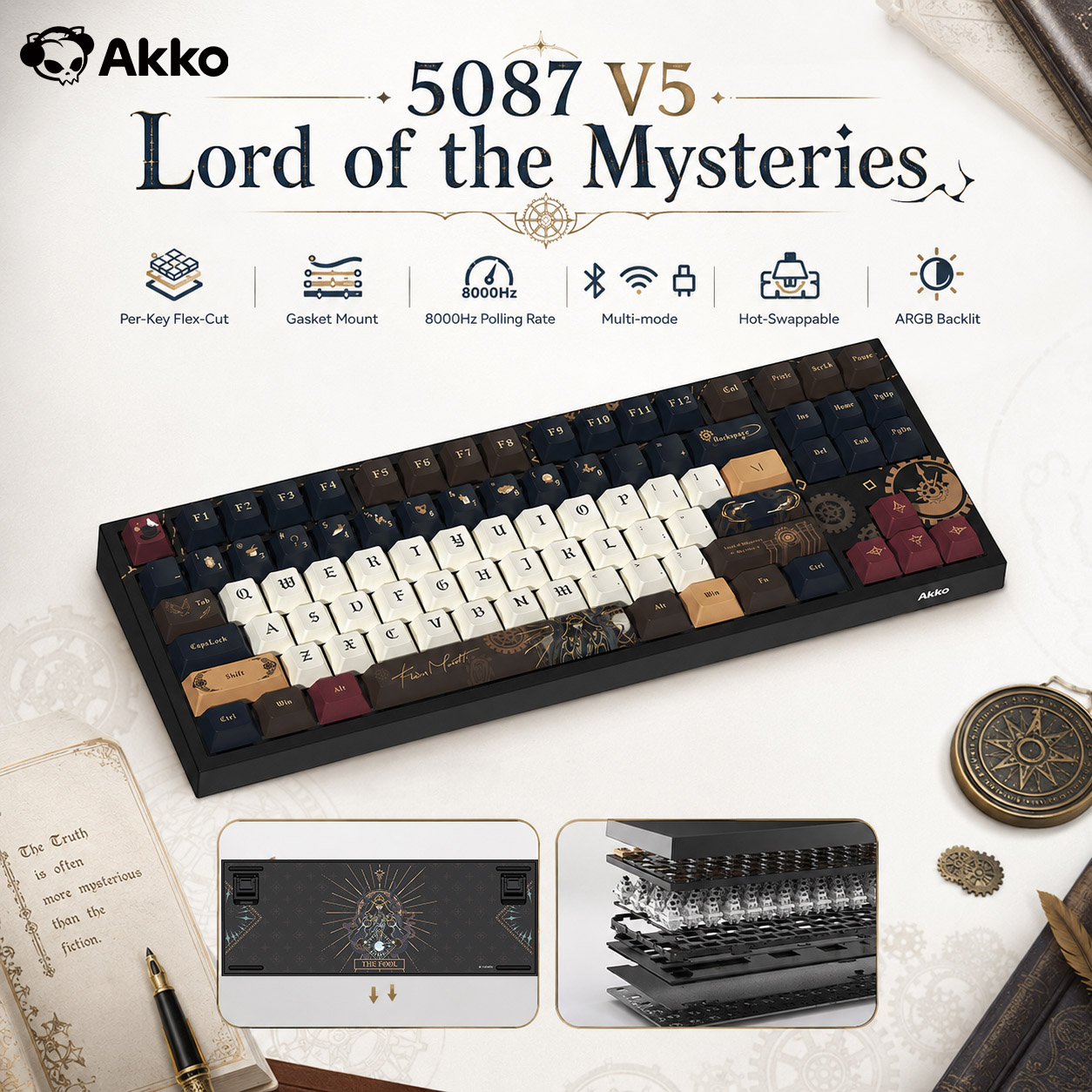 Gaming Keyboard Hot Swappable - Teclado mecânico sem fio Akko, Senhor